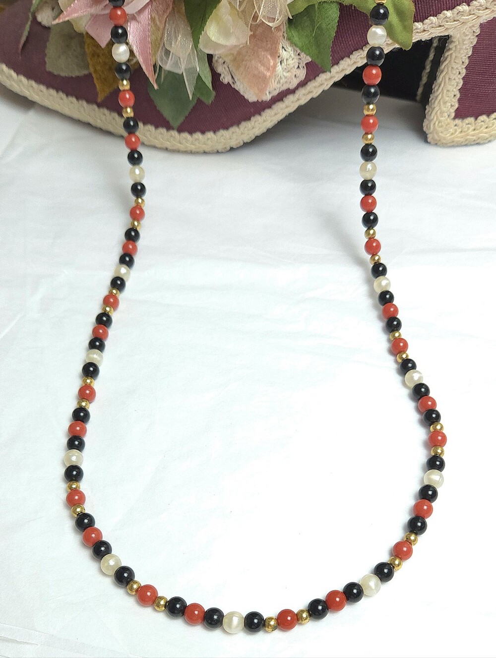 Vintage Monet Faux Pearl Beaded Necklace 56" Long